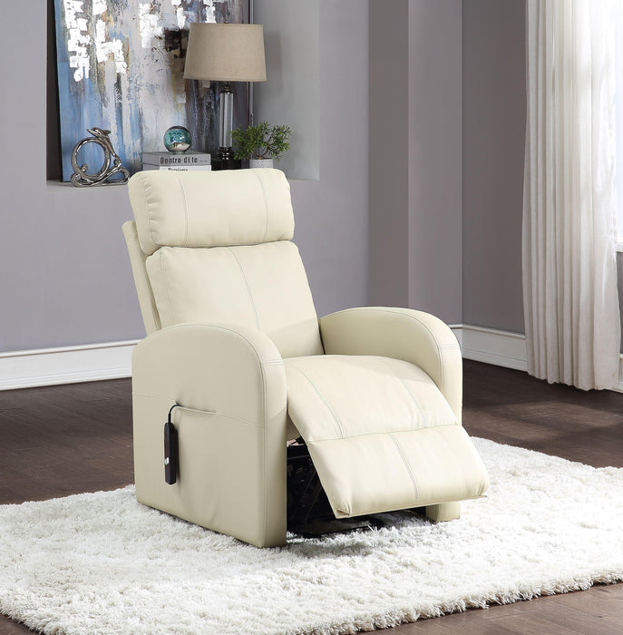 Ricardo Beige PU Recliner w/Power Lift - Visions in Furniture (La Mirada, CA)