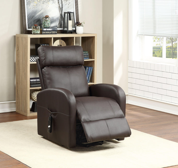 Ricardo Brown PU Recliner w/Power Lift - Visions in Furniture (La Mirada, CA)