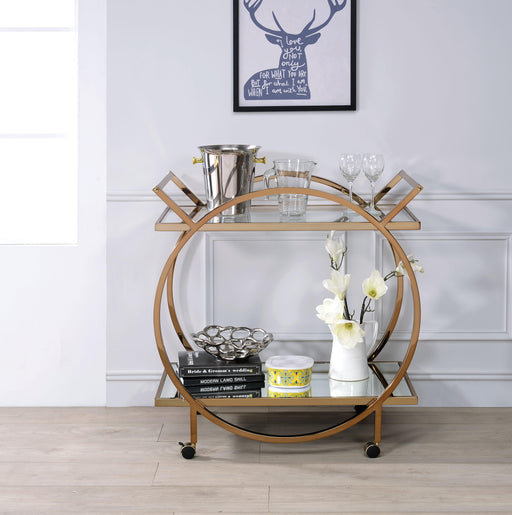 Traverse Champagne & Mirrored Serving Cart - Visions in Furniture (La Mirada, CA)