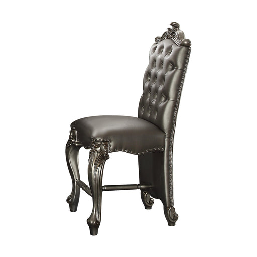 Versailles Silver PU & Antique Platinum Counter Height Chair - Visions in Furniture (La Mirada, CA)
