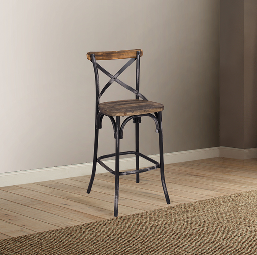 Zaire Antique Black & Antique Oak Bar Chair (1Pc) - Visions in Furniture (La Mirada, CA)