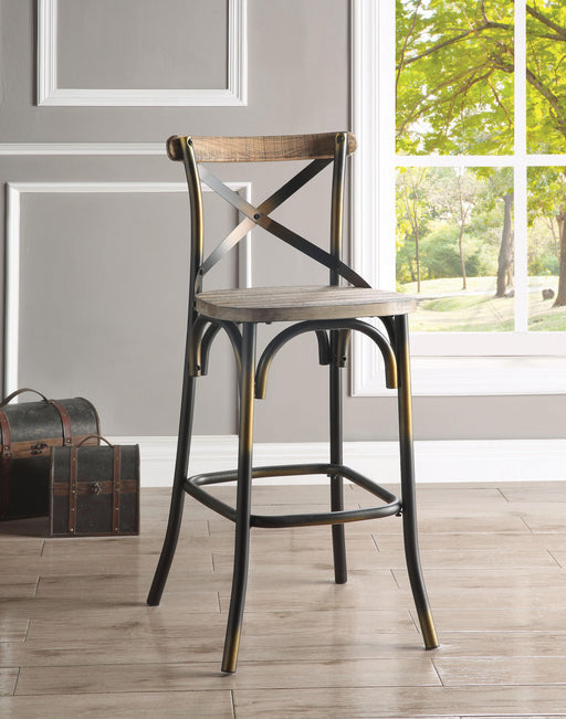 Zaire Antique Copper & Antique Oak Bar Chair (1Pc) - Visions in Furniture (La Mirada, CA)