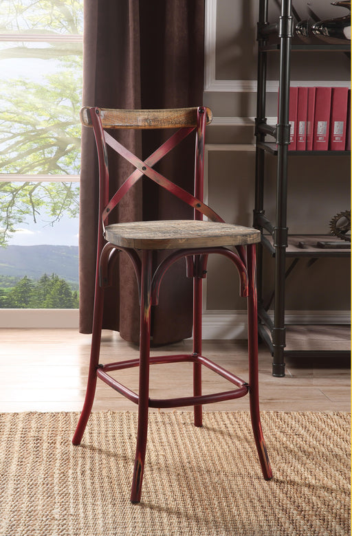Zaire Antique Red & Antique Oak Bar Chair (1Pc) - Visions in Furniture (La Mirada, CA)