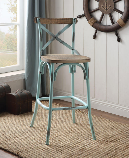 Zaire Antique Sky & Antique Oak Bar Chair (1Pc) - Visions in Furniture (La Mirada, CA)