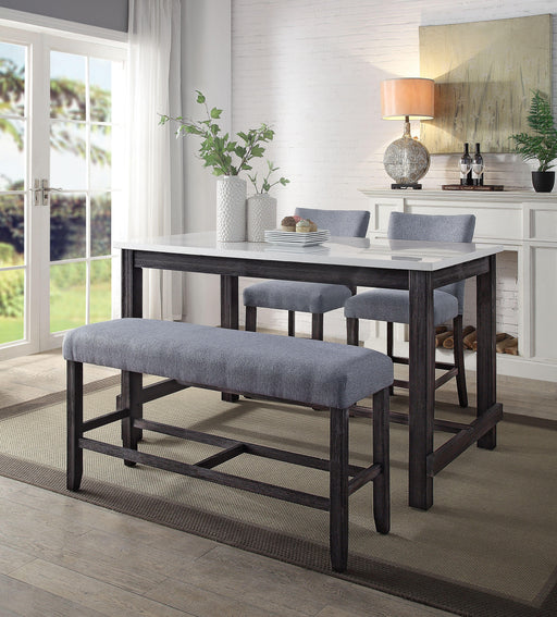 Yelena Marble & Weathered Espresso Counter Height Table - Visions in Furniture (La Mirada, CA)