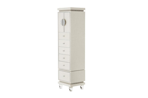 Glimmering Heights Upholstered Swivel Lingerie Chest in Ivory - Visions in Furniture (La Mirada, CA)