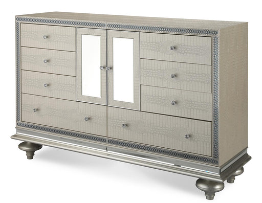 Hollywood Swank Upholstered Dresser in Crystal Croc - Visions in Furniture (La Mirada, CA)