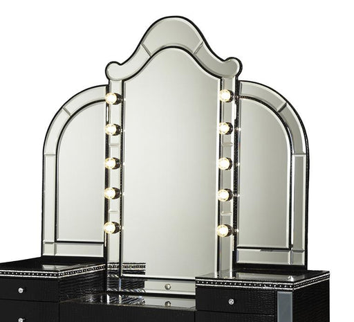 Hollywood Swank Vanity Mirror in Black Iguana - Visions in Furniture (La Mirada, CA)