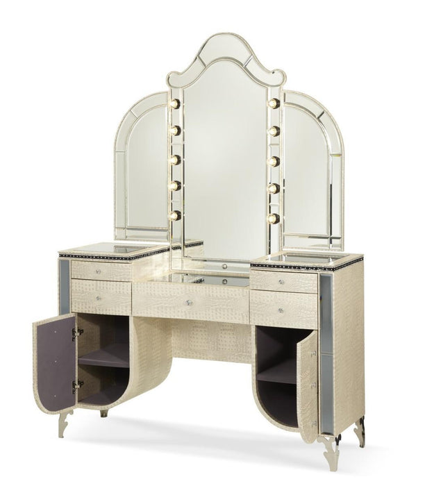 Hollywood Swank Vanity Mirror in Crystal Croc - Visions in Furniture (La Mirada, CA)