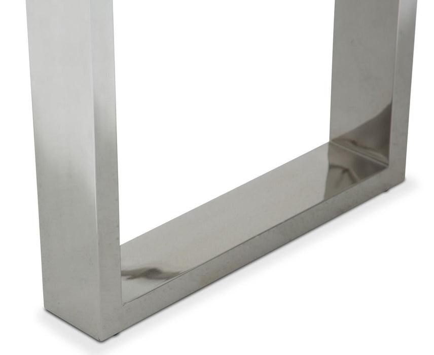 State St Rectangular Dining Table with Glass Top in Glossy White - Visions in Furniture (La Mirada, CA)
