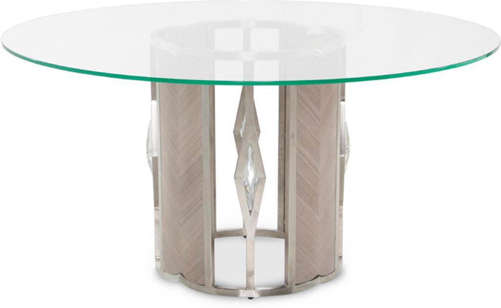 Camden Court Round 60" Glass Dining Table in Pearl - Visions in Furniture (La Mirada, CA)