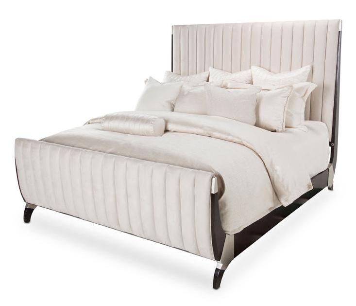 Paris Chic California King Channel Tufted Sleigh Bed in Espresso - Visions in Furniture (La Mirada, CA)