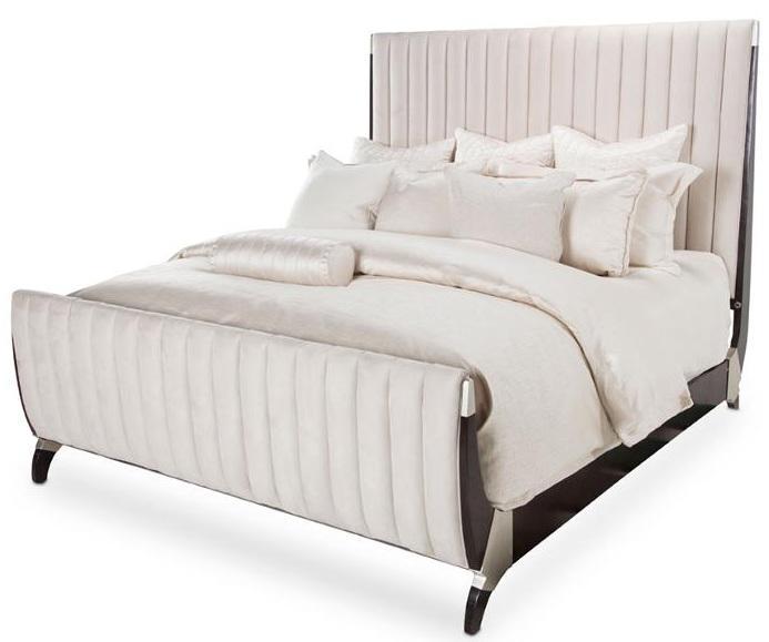 Paris Chic Queen Channel Tufted Sleigh Bed in Espresso - Visions in Furniture (La Mirada, CA)