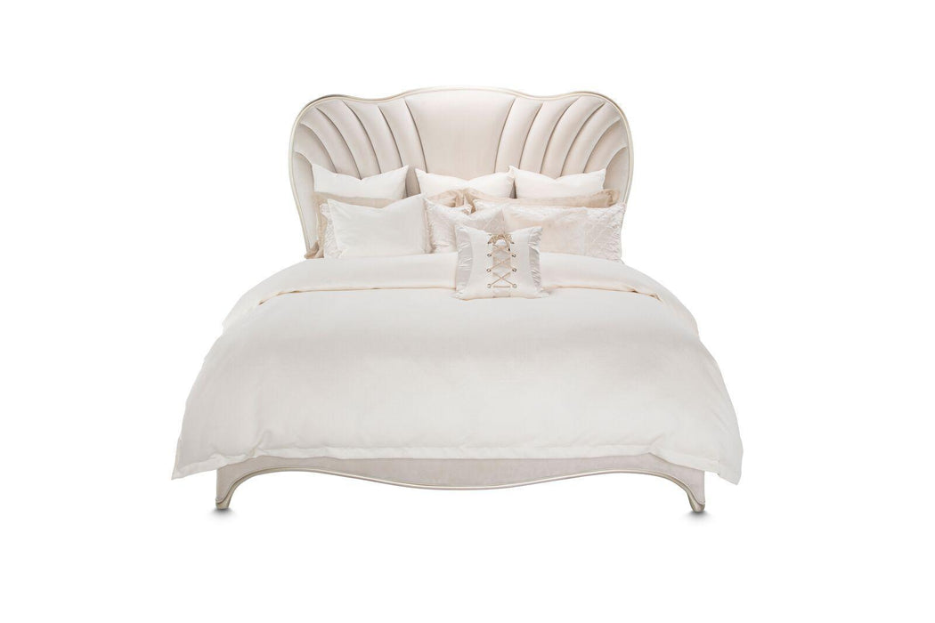London Place Cal King Upholstered Panel Bed in Creamy Pearl - Visions in Furniture (La Mirada, CA)