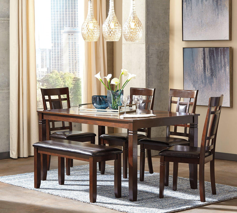 Bennox Dining Table and Chairs with Bench (Set of 6) - Visions in Furniture (La Mirada, CA)