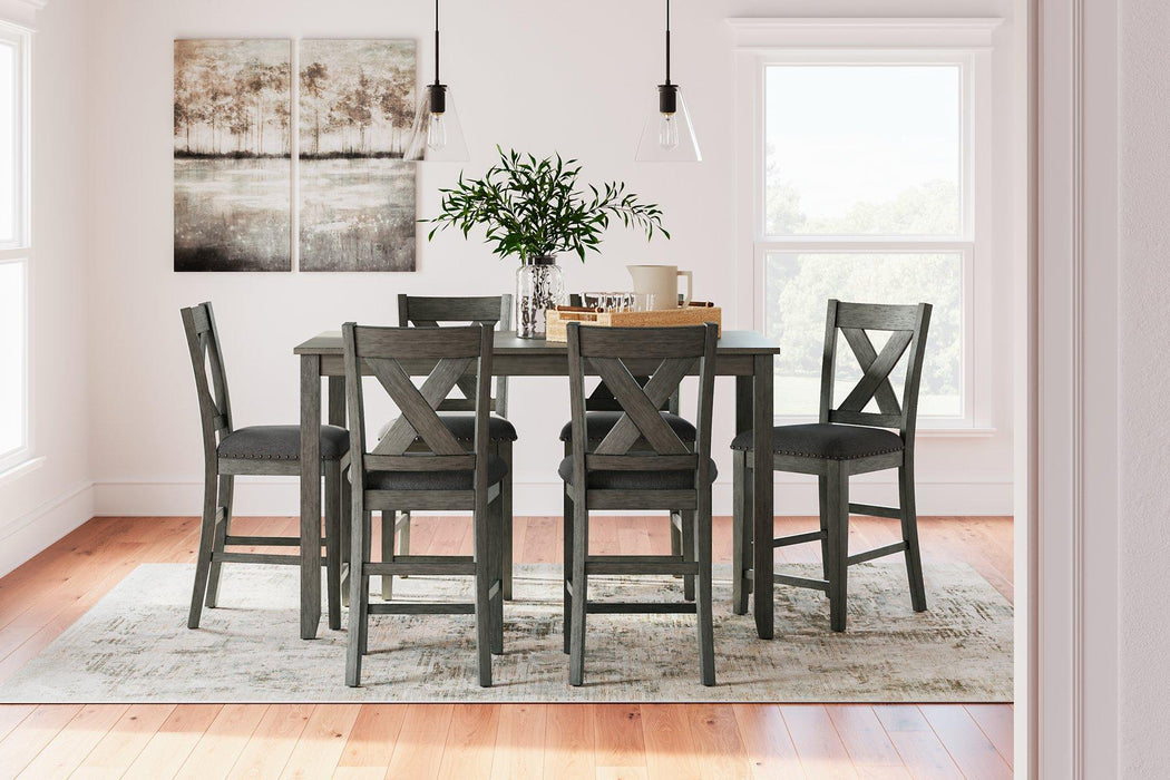 Caitbrook Counter Height Dining Table and Bar Stools (Set of 7) - Visions in Furniture (La Mirada, CA)
