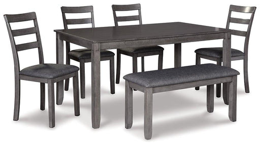 Bridson Dining Table and Chairs with Bench (Set of 6) - Visions in Furniture (La Mirada, CA)