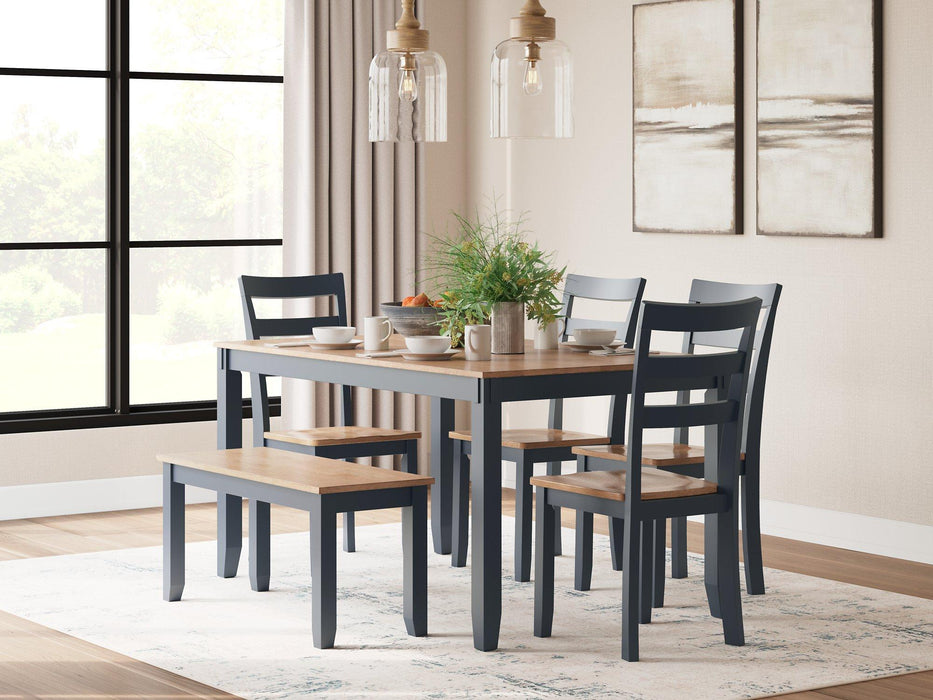 Gesthaven Dining Table with 4 Chairs and Bench (Set of 6) - Visions in Furniture (La Mirada, CA)