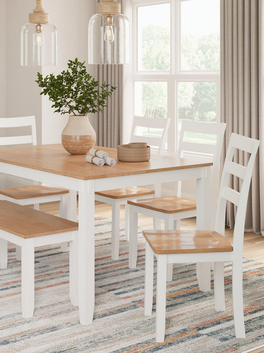 Gesthaven Dining Table with 4 Chairs and Bench (Set of 6) - Visions in Furniture (La Mirada, CA)