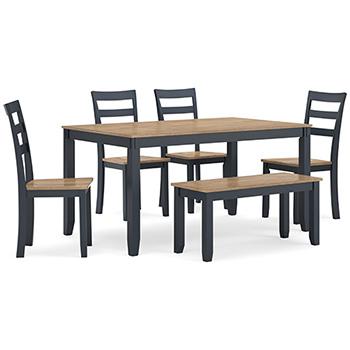 Gesthaven Dining Table with 4 Chairs and Bench (Set of 6) - Visions in Furniture (La Mirada, CA)