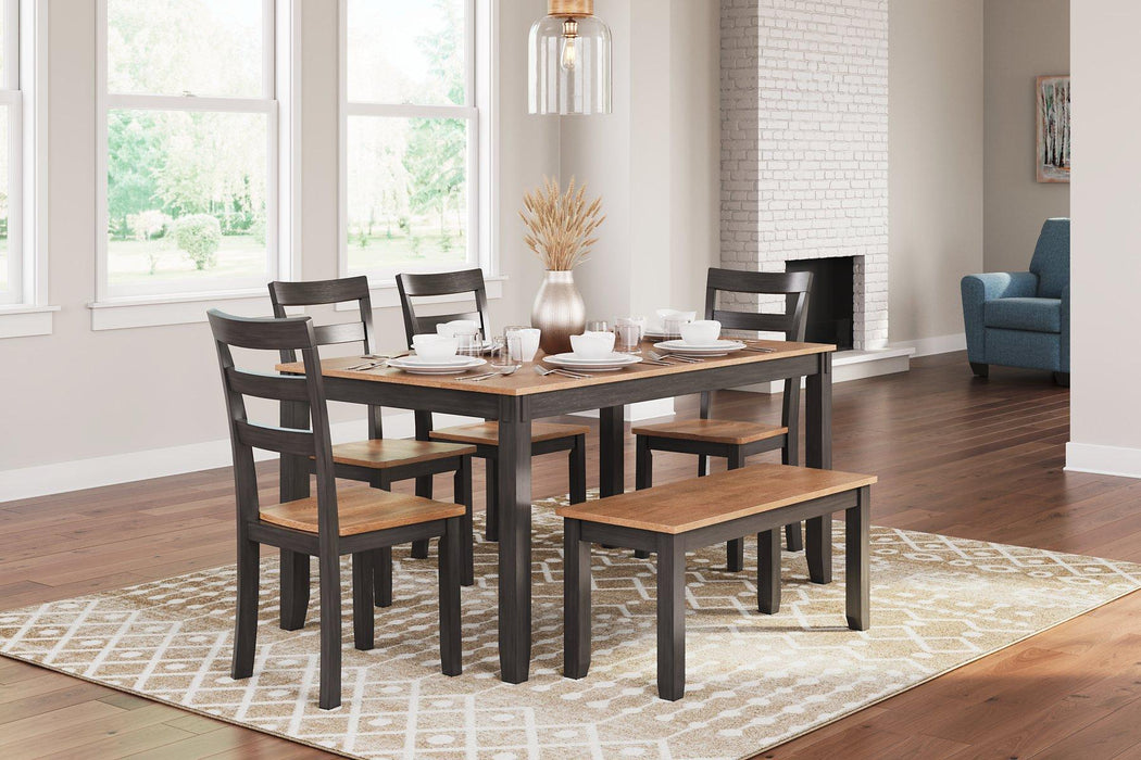Gesthaven Dining Table with 4 Chairs and Bench (Set of 6) - Visions in Furniture (La Mirada, CA)