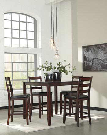 Coviar Counter Height Dining Table and Bar Stools (Set of 5) - Visions in Furniture (La Mirada, CA)