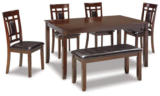 Bennox Dining Table and Chairs with Bench (Set of 6) - Visions in Furniture (La Mirada, CA)