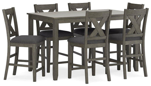 Caitbrook Counter Height Dining Table and Bar Stools (Set of 7) - Visions in Furniture (La Mirada, CA)