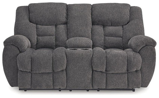 Foreside Reclining Loveseat with Console - Visions in Furniture (La Mirada, CA)