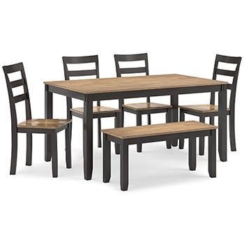 Gesthaven Dining Table with 4 Chairs and Bench (Set of 6) - Visions in Furniture (La Mirada, CA)