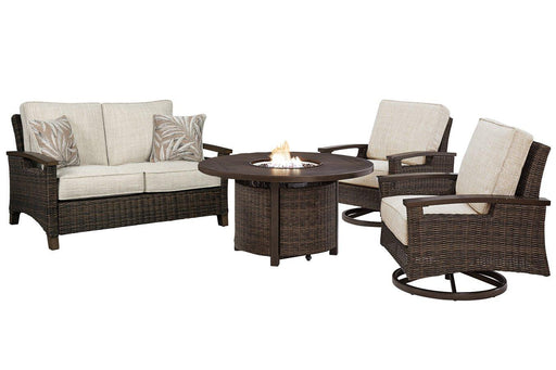 Paradise Trail Outdoor Loveseat, Lounge Chairs and Fire Pit Table - Visions in Furniture (La Mirada, CA)