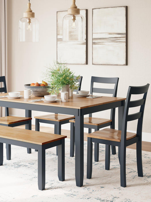 Gesthaven Dining Table with 4 Chairs and Bench (Set of 6) - Visions in Furniture (La Mirada, CA)