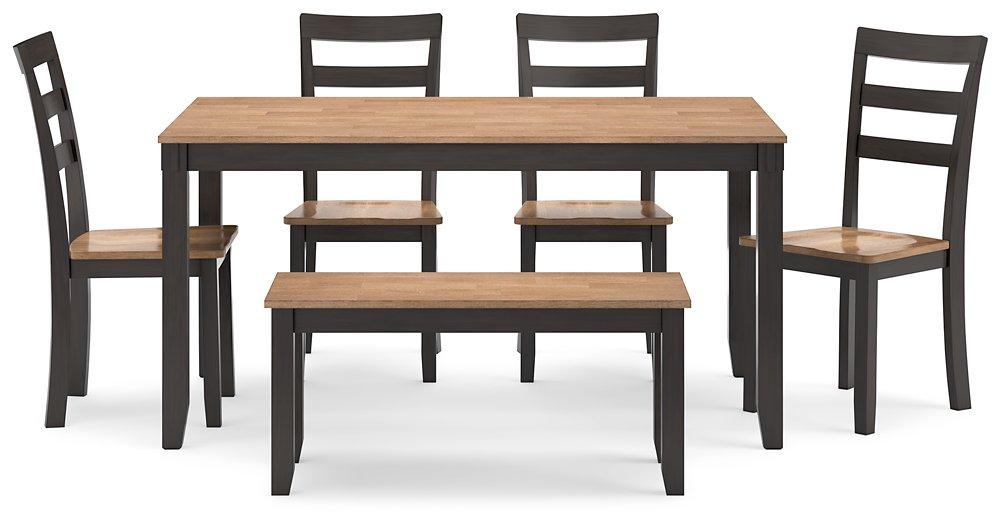Gesthaven Dining Table with 4 Chairs and Bench (Set of 6) - Visions in Furniture (La Mirada, CA)