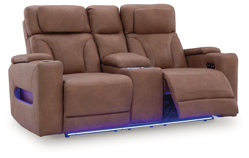 Clean-Slate Power Reclining Loveseat with Console - Visions in Furniture (La Mirada, CA)