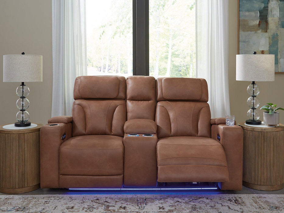 Clean-Slate Power Reclining Loveseat with Console - Visions in Furniture (La Mirada, CA)