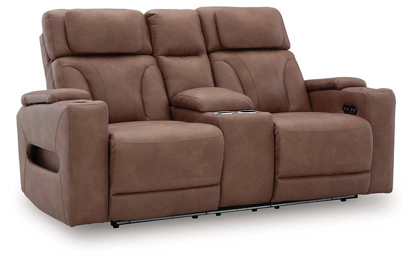 Clean-Slate Power Reclining Loveseat with Console - Visions in Furniture (La Mirada, CA)