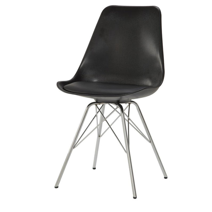 Juniper Armless Dining Chairs Black and Chrome (Set of 2) - Visions in Furniture (La Mirada, CA)
