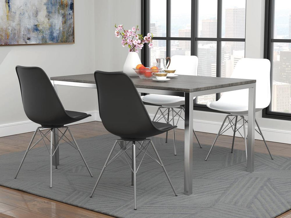 Juniper Armless Dining Chairs Black and Chrome (Set of 2) - Visions in Furniture (La Mirada, CA)