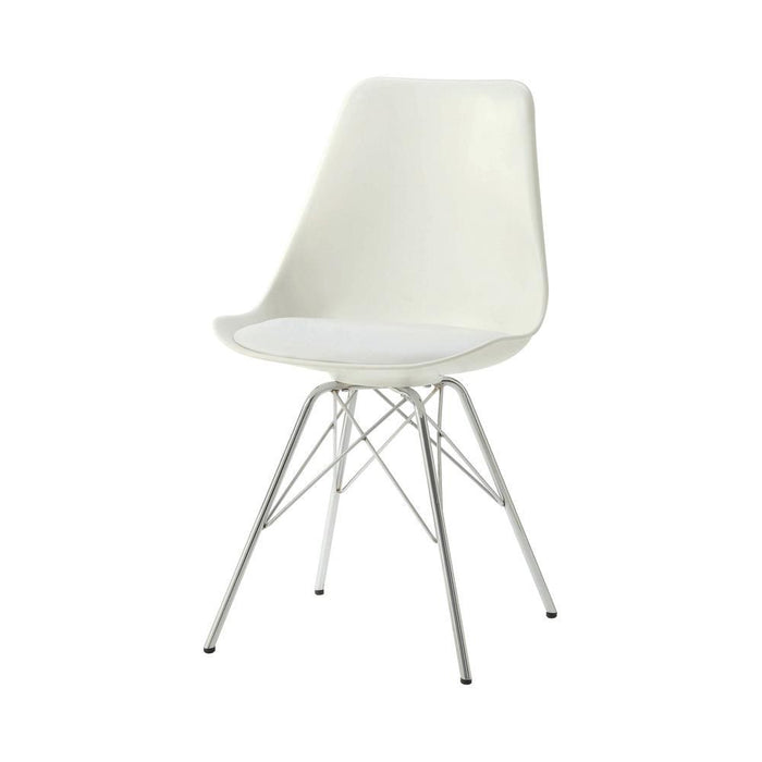 Juniper Armless Dining Chairs White and Chrome (Set of 2) - Visions in Furniture (La Mirada, CA)