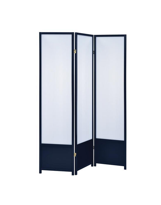 Calix 3-panel Folding Floor Screen Translucent and Black - Visions in Furniture (La Mirada, CA)