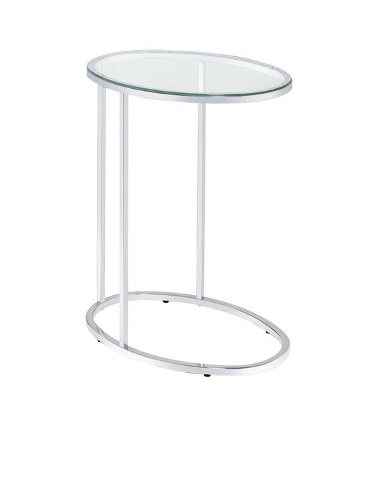 Kyle Oval Snack Table Chrome and Clear - Visions in Furniture (La Mirada, CA)