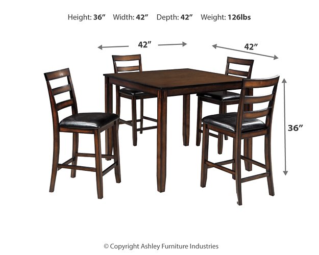 Coviar Counter Height Dining Table and Bar Stools (Set of 5) - Visions in Furniture (La Mirada, CA)