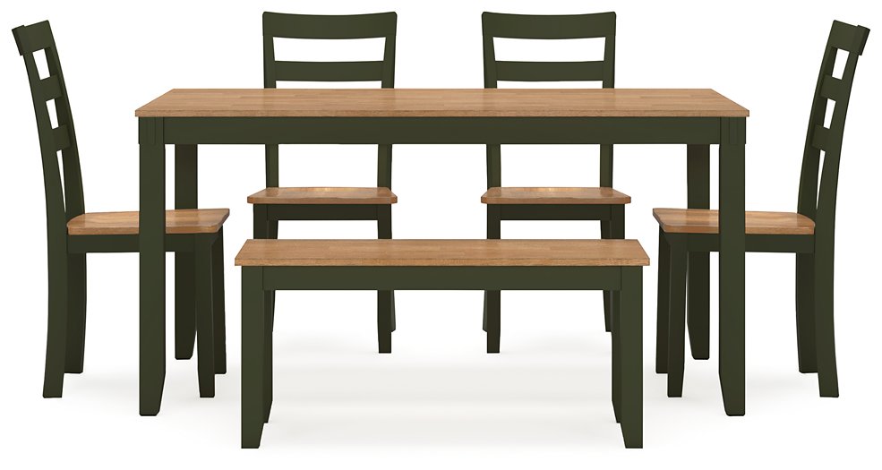 Gesthaven Dining Table with 4 Chairs and Bench (Set of 6) - Visions in Furniture (La Mirada, CA)