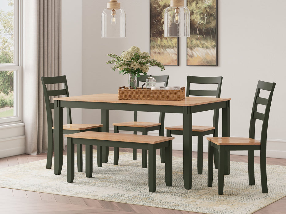 Gesthaven Dining Table with 4 Chairs and Bench (Set of 6) - Visions in Furniture (La Mirada, CA)