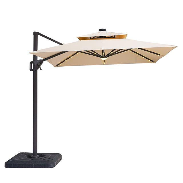 Xico 8 Ft Square Umbrella w/ Double Top w/ LED Light + 37" Large Base - Visions in Furniture (La Mirada, CA)