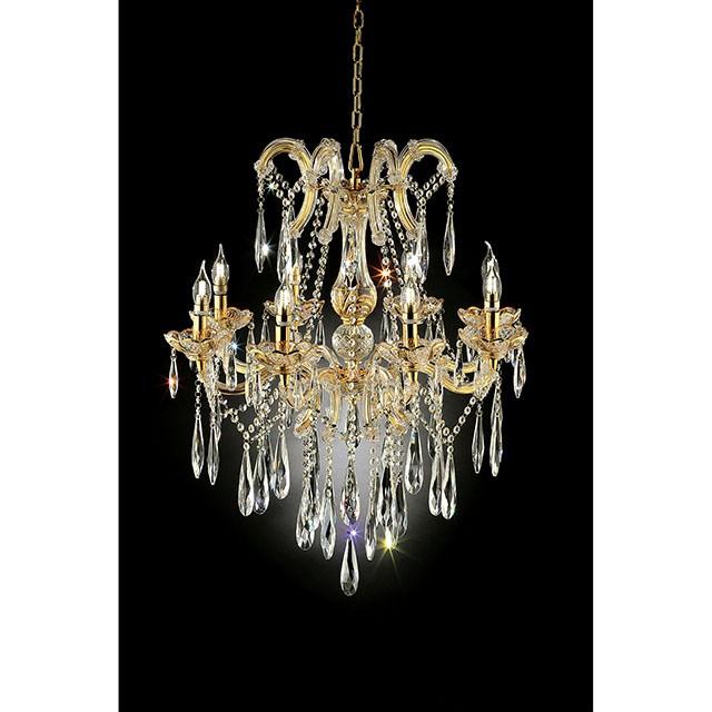 Christiana Gold 35"H Ceiling Lamp Gold, Hanging Crystal - Visions in Furniture (La Mirada, CA)