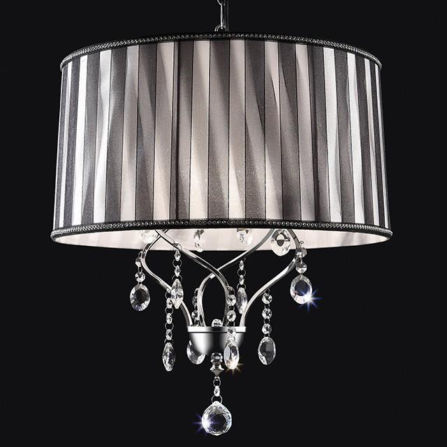 Arya Black/Chrome Ceiling Lamp, Hanging Crystal - Visions in Furniture (La Mirada, CA)