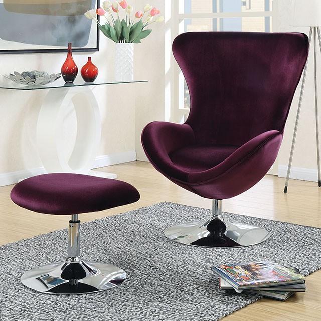 Eloise Purple Accent Chair w/ Ottoman - Visions in Furniture (La Mirada, CA)
