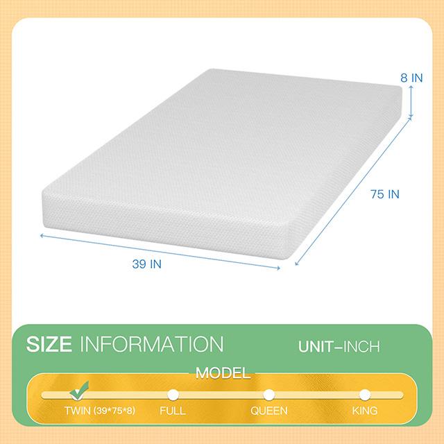 Forsythia 8" Twin Green Tea Gel Memory Foam - Visions in Furniture (La Mirada, CA)