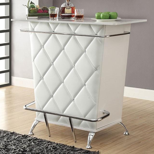 Fuero White/Chrome Bar Table (K/D) - Visions in Furniture (La Mirada, CA)